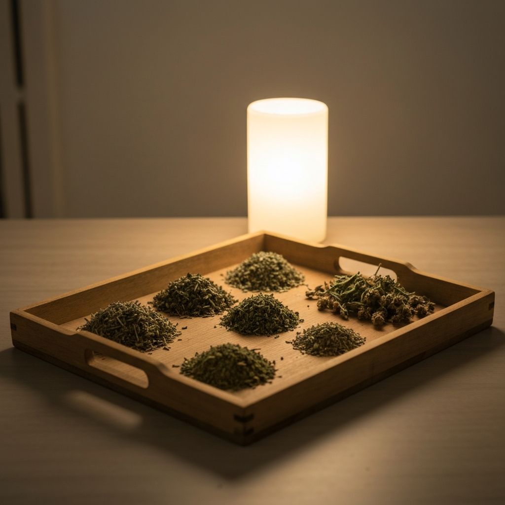 Calm evening atmosphere with soft lighting and plant materials